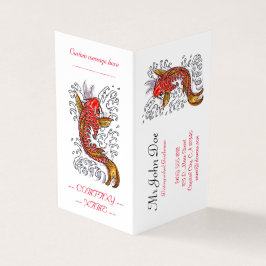 Coola oriental japansk red bläck tur koi fish art visitkort