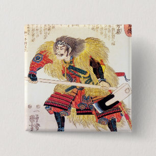 Coola oriental japansk traditionell samurakrigare knapp