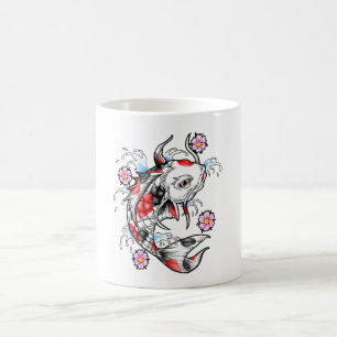 Coola Oriental Japansk White Koi Fish Carp tatueri Kaffemugg
