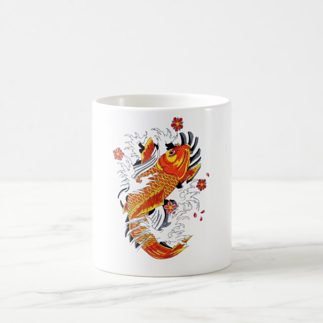 Coola Oriental Japanska Guld Lucky Koi Carp Kaffemugg (Center)