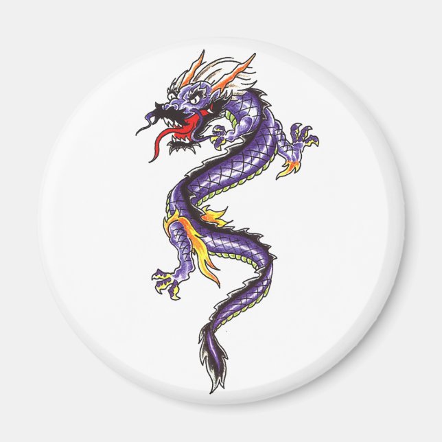 Coola Oriental Lila Dragon Temagnet magnet (Framsidan)
