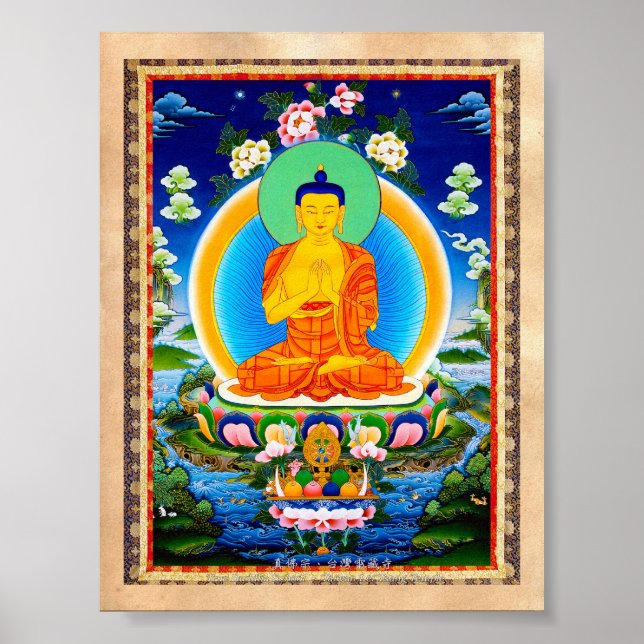 Coola oriental tibetan thangka Prabhutaratna Buddh Poster (Framsidan)
