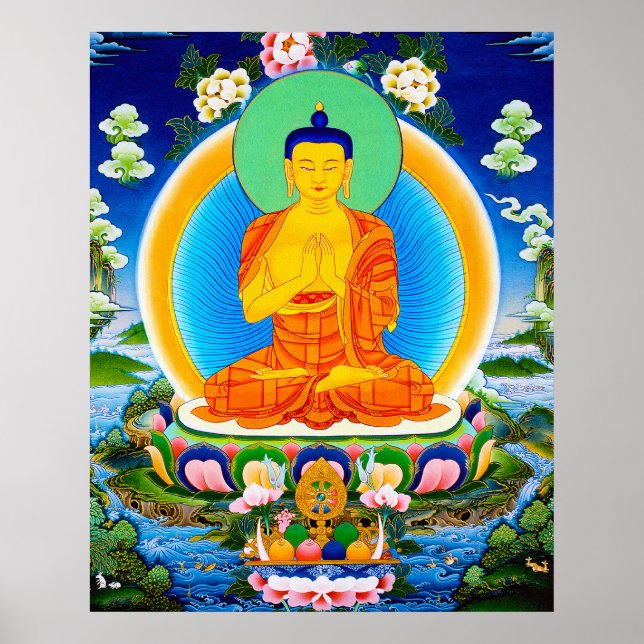 Coola oriental tibetan thangka Prabhutaratna Buddh Poster (Framsidan)