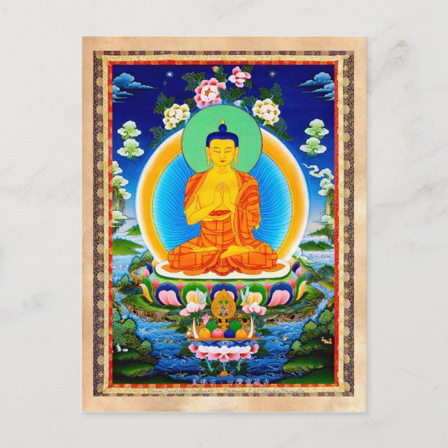 Coola oriental tibetan thangka Prabhutaratna Buddh Vykort (Framsida)