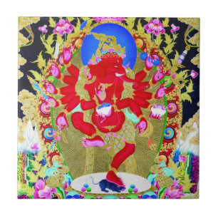 Coola oriental tibetan thangka Red Jambhala tattoo Kakelplatta