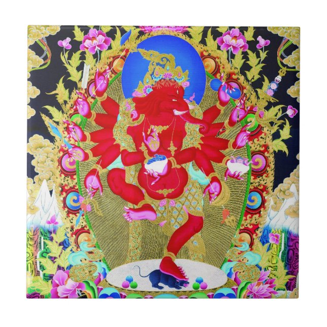 Coola oriental tibetan thangka Red Jambhala tattoo Kakelplatta (Framsidan)