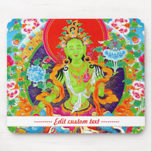 Coola orientalisk mandala Grönt Tara gud vibreran Musmatta