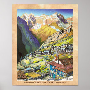 Coola orientalisk Namche Bazar Nepal bergsart Poster
