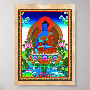 Coola orientalisk tibetan thangka Bhaisajyaguru ta Poster