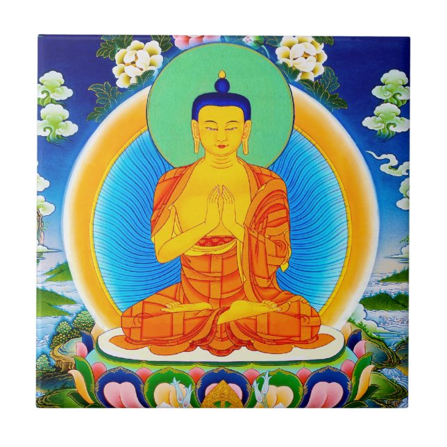 Coola orientalisk tibetan thangka Prabhutaratna Bu Kakelplatta (Framsidan)