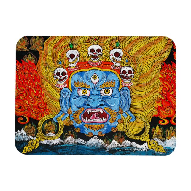 Coola orientalisk tibetanthangka demon tatuering a magnet (Horisontell)