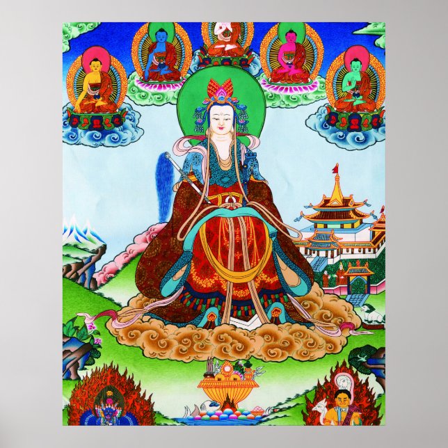 Coola orientalisk tibetanthangka Golden Mor art Poster (Framsidan)