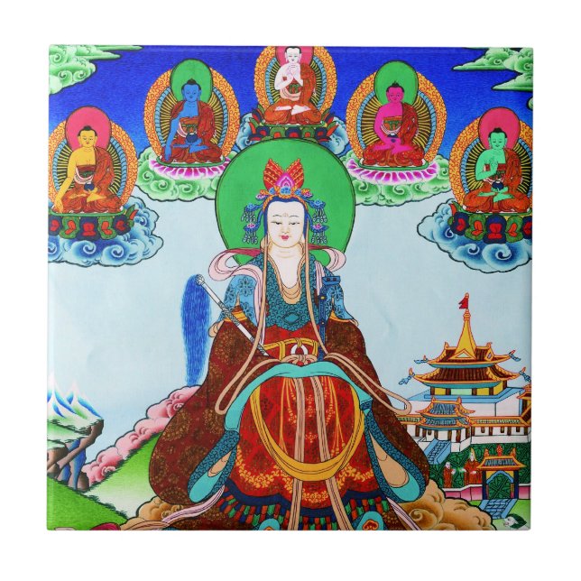 Coola orientalisk tibetanthangka Golden Mor Kakelplatta (Framsidan)