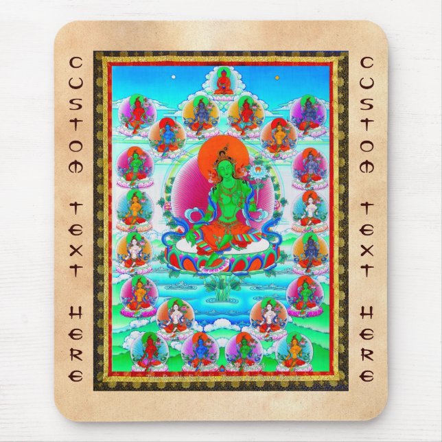 Coola orientalisk tibetanthangka Grönt Tara tatuer Musmatta (Framsidan)