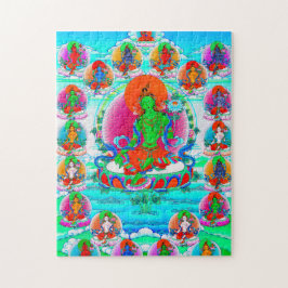 Coola orientalisk tibetanthangka Grönt Tara tatuer Pussel