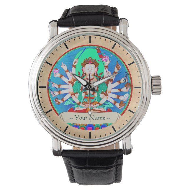 Coola orientalisk tibetanthangka gud tatueringskon armbandsur (Framsida)