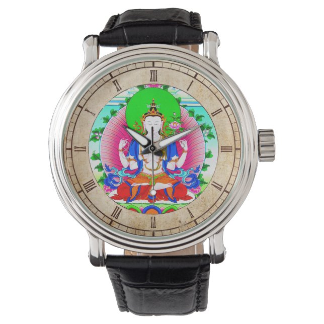 Coola orientalisk tibetanthangka gud tatueringskon armbandsur (Framsida)