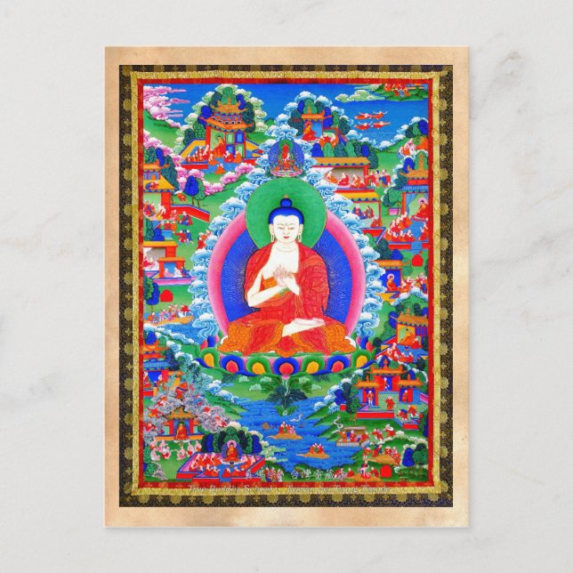 Coola orientalisk tibetanthangka tatuering Mahavai Vykort (Framsida)