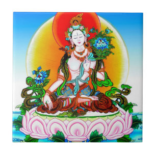 Coola orientalisk tibetanthangka White Tara tatuer Kakelplatta