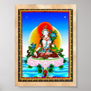 Coola orientalisk tibetanthangka White Tara tatuer Poster