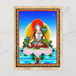 Coola orientalisk tibetanthangka White Tara tatuer Vykort