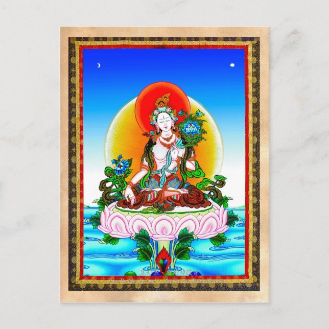 Coola orientalisk tibetanthangka White Tara tatuer Vykort (Framsida)