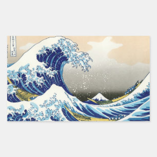 Coola orietal japanese klassisk fuji view art rektangulärt klistermärke
