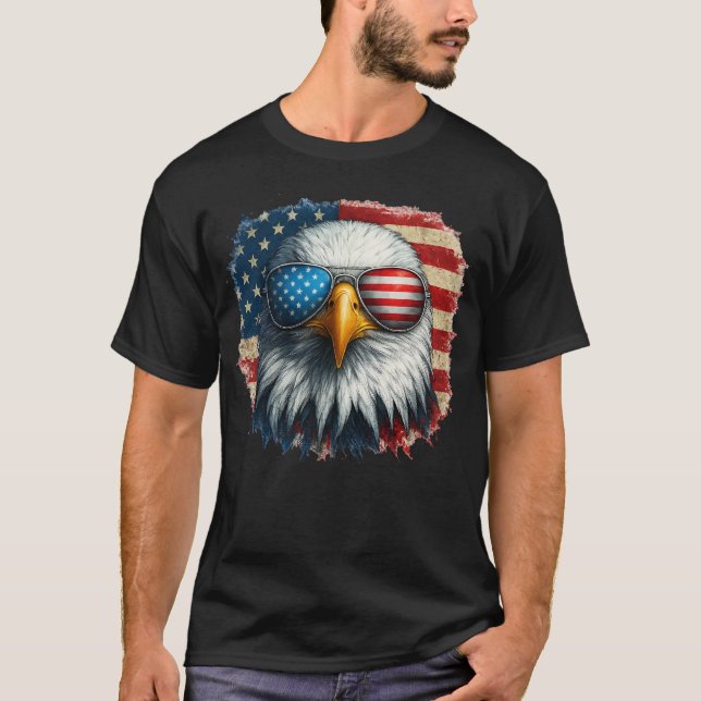 Coola Örn American Sunglasses Patriotic T Shirt (Framsida)