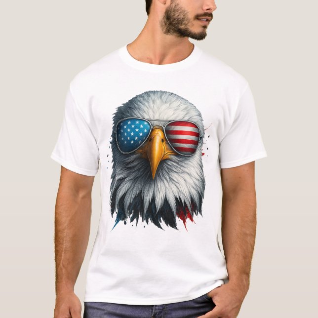 Coola Örn American Sunglasses Patriotic T Shirt (Framsida)