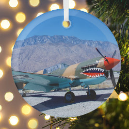 Coola P-40 Warhawk Fighter Airplan Photo, Aviation Julgransdekoration