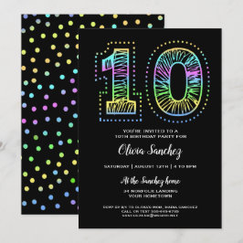 Coola på svart Roligt 10:e Födelsedagsfest inbjuda Inbjudningar