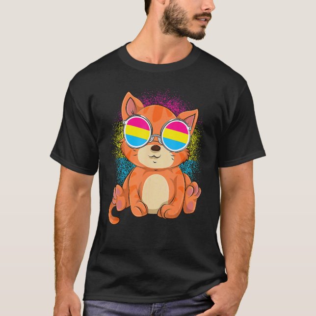 Coola Pan Pride Solglasögon Pride Month Katt HBTQ  T Shirt (Framsida)