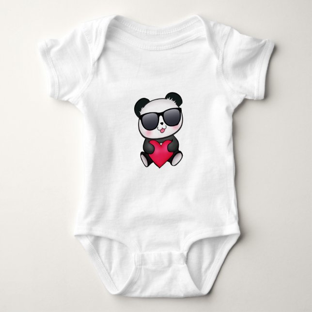 Coola Panda Bear Sunglass Valentindagen Heart Tröja (Framsida)