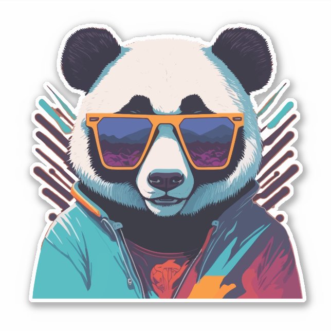Coola Panda med Retro Vibes Klistermärken (Framsida)