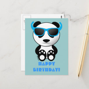 Coola panda med solglasögon Grattis på födelseda Vykort