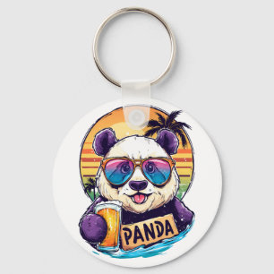 Coola Panda: Retro Summer & Beer Vibes Nyckelring