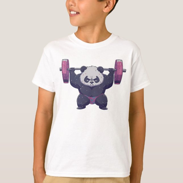 Coola Panda Viktninglyftning av utgrävningsbarn T Shirt (Framsida)
