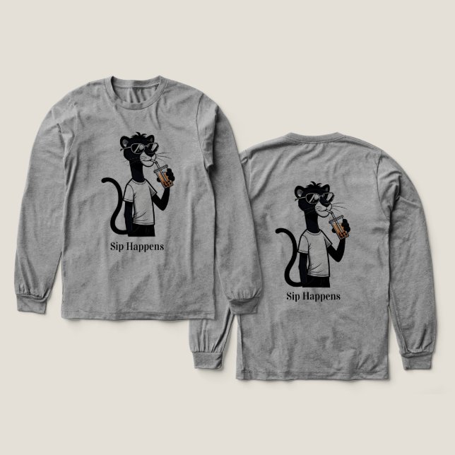 Coola Panther Graphic Tee - Funny Bubble Tea Shirt (Design framsida och baksida)