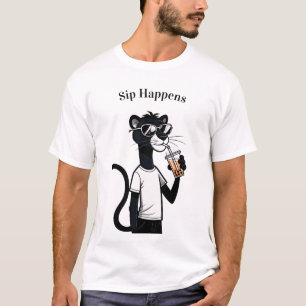 Coola Panther Graphic Tee - Funny Bubble Tea Shirt