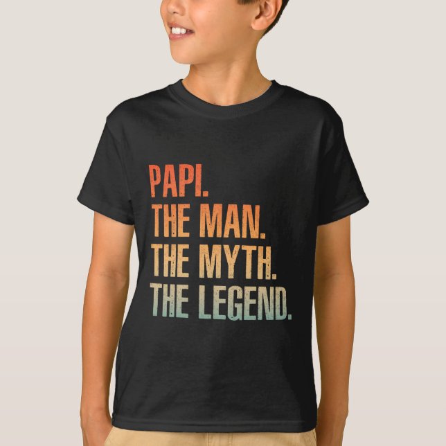 Coola Papi För manar Pappa Grandpa Man Myth Legend T Shirt (Framsida)