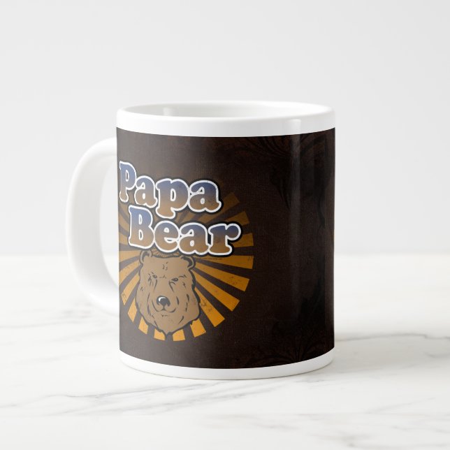 Coola Pappa Bear, Brown/Blue/Guld Pappa Gift Jumbo Mugg (Framsida vänster)