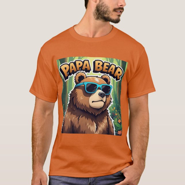 Coola Pappa Bear Tecknad Design T Shirt (Framsida)