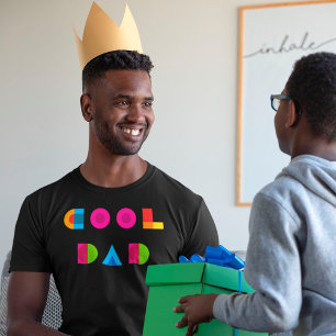 Coola Pappa Colorful Geometric Typography black T Shirt