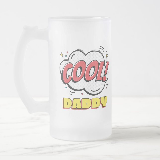 Coola pappa pop art stil fars dag frostat ölglas (Vänster)