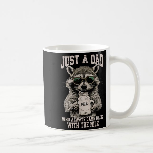 Coola Pappa Raccoon med Mjölk Funny Citat Kaffemugg (Höger)