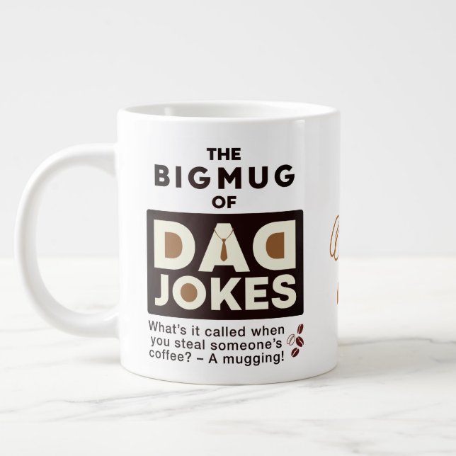 Coola Pappa skämtar Design Text Jumbo Mugg (Vänster)