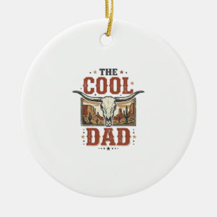 Coola Pappa Western Longhorn Skalle Vintage Tröja  Julgransprydnad Keramik