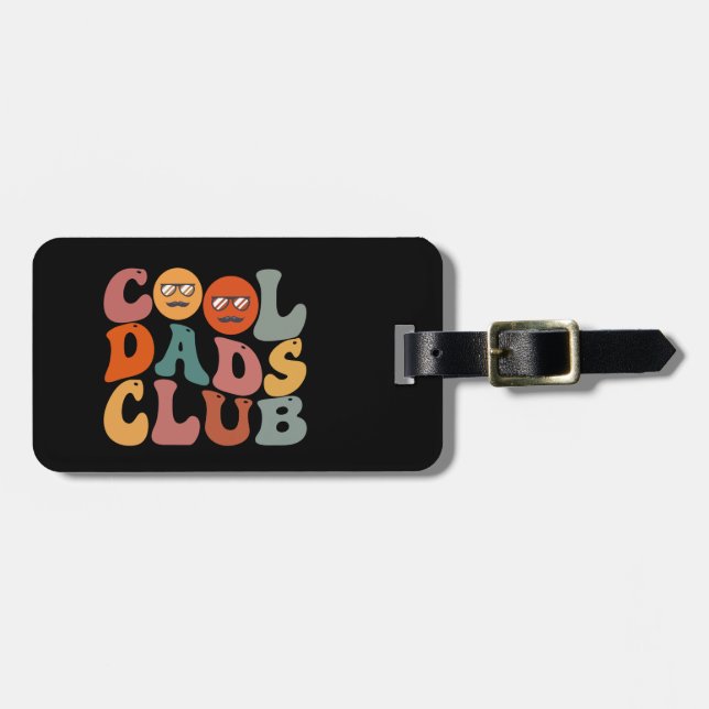 Coola Pappaklubben Pappa Fars Dag Retro Groovy Bagagebricka (Horisontell Framsida)