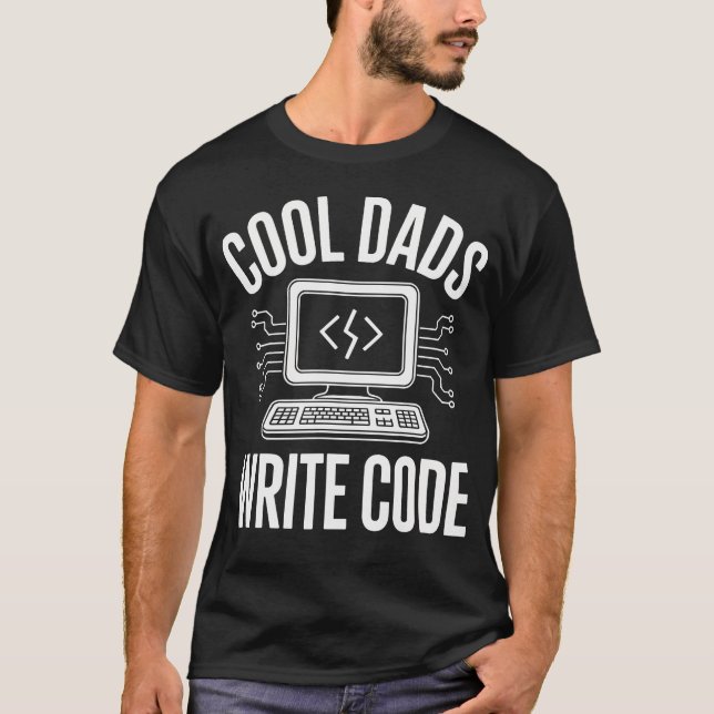 Coola pappor skriver kod Roligt programmerar-kodni T Shirt (Framsida)