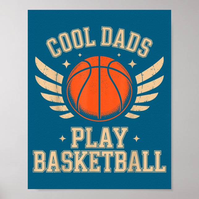 Coola pappor spelar basket illustration poster (Framsidan)